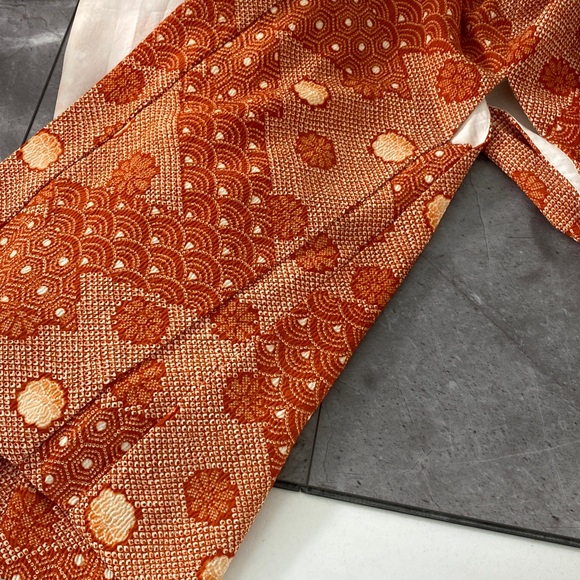 Vintage 60s 70s Orange Floral True Kimono Jacket Textured Hippie Psychedelic - Picture 13 of 14